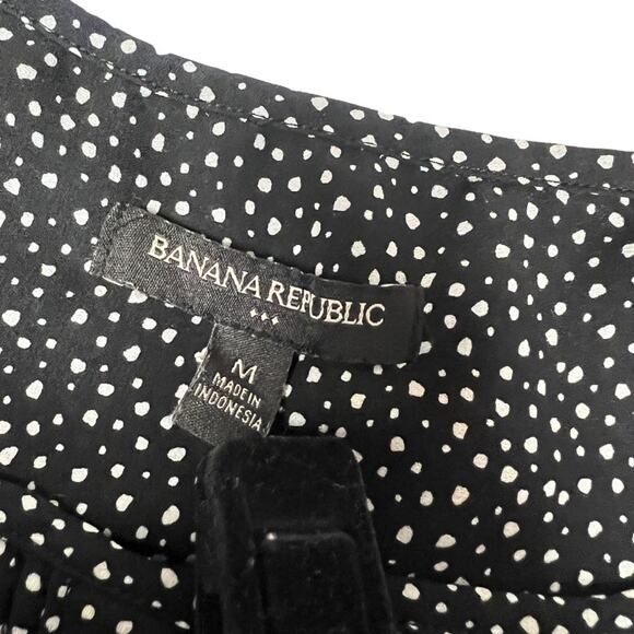 Banana Republic Factory Top Black White Dot Prink Pintuck Short Sleeve Women's M - Picture 3 of 10